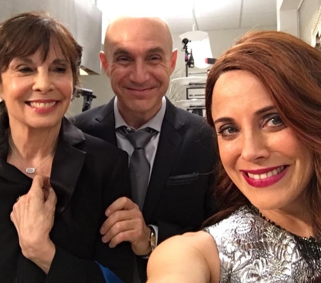 Alanna Ubach as seen while taking a selfie along with her co-actors, Brian Markinson and Talia Shire, in February 2017