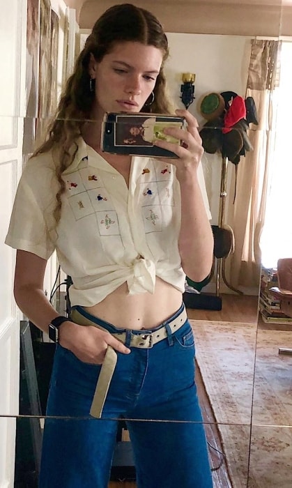 Carolina Burgin as seen while taking a mirror selfie in Los Angeles, California, United States in July 2018