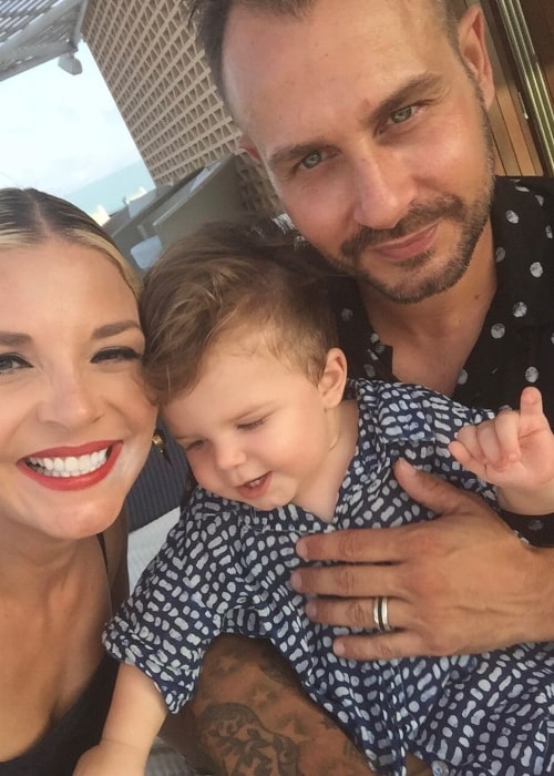 Nichola Theobald as seen in a selfie with her beau and child in January 2022
