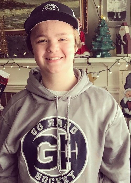 Owen Asztalos as seen while wearing a 'Go Hard Hockey' sweatshirt