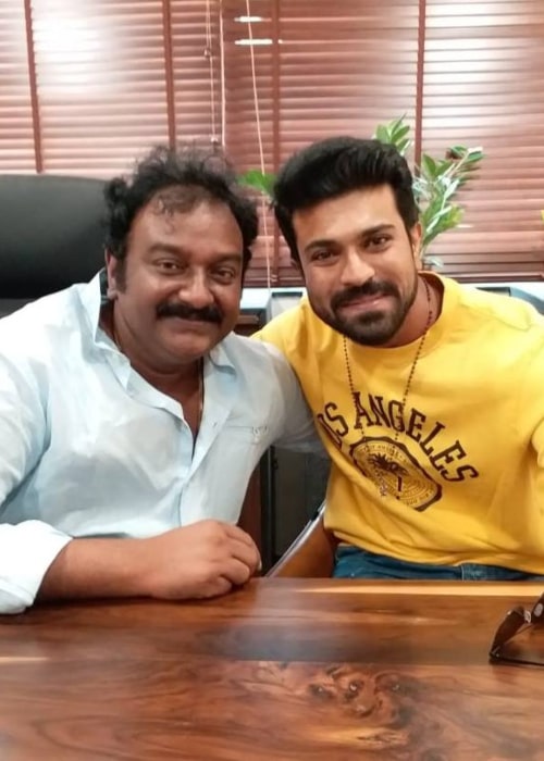 V. V. Vinayak as seen a picture taken with actor Ram Charan in March 2019